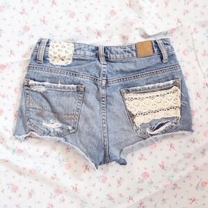 american eagle lace denim shorts distressed low rise y2k size 2